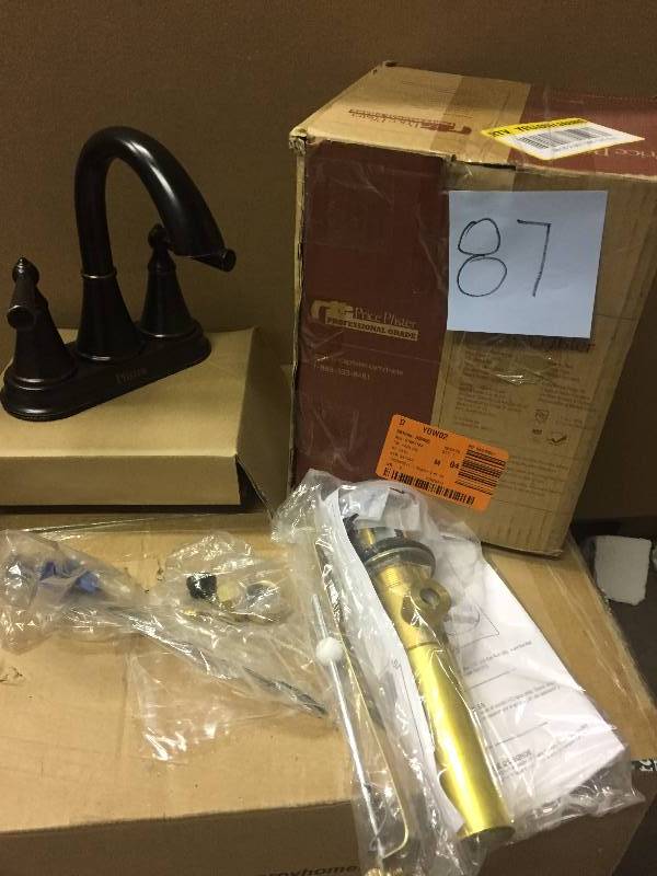 lot 87 image: Pfister Saxton 4 in. Centerset 2-Handle High-Arc Bathroom Faucet oil rubbed bronze Never used