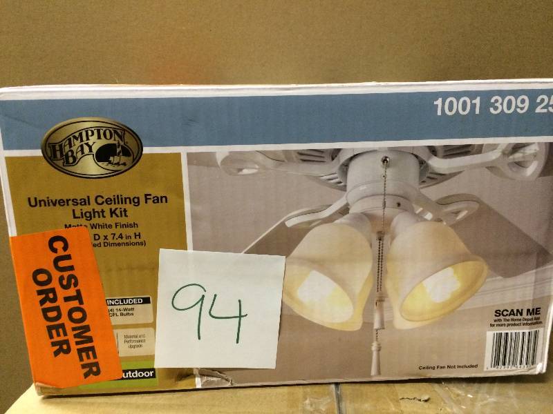 lot 94 image: Hampton Bay Universal Ceiling Fan Light Kit Never used