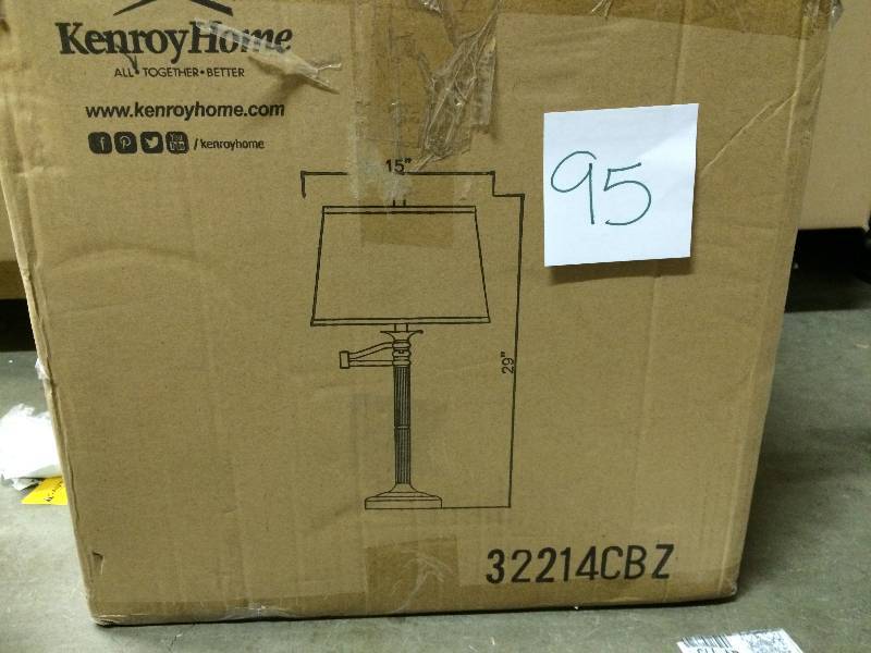 lot 95 image: Kenroy Home 32214CBZ Riverside Table Lamp, Copper Bronze Finish Never used