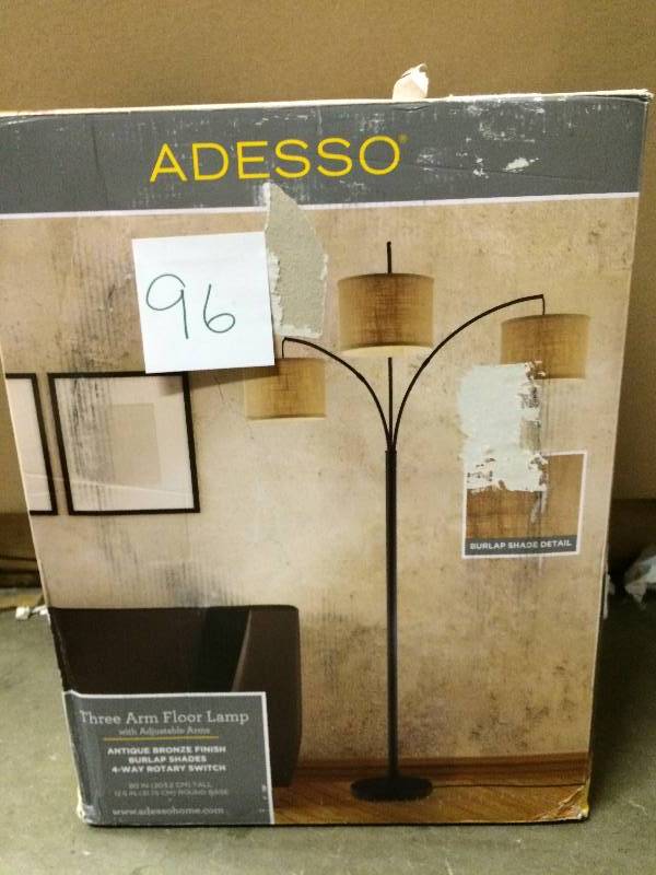 lot 96 image: Adesso Three Arm Floor Lamp Never used