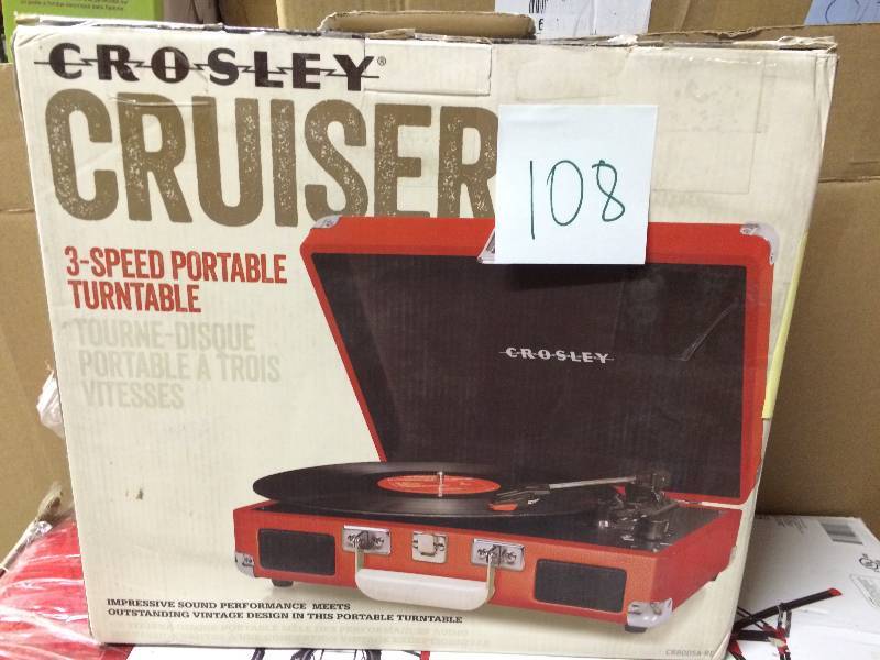 lot 108 image: Crosley Cruiser Portable Turntable Vintage Player Red Portable Briefcase  Never used