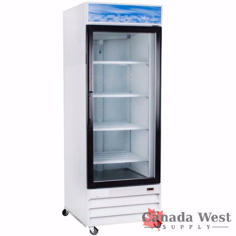 lot 41 image: NEW WHITE GLASS DOOR MERCHANDISER FRIDGE 23 CU G648BMF