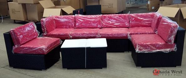 lot 53 image: NEW 2016 MOONLIGHT 7 PCS OUTDOOR FURNITURE SET RED 7PCSFSRED