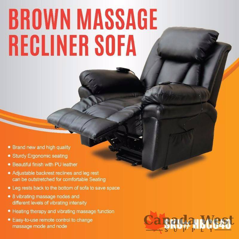 lot 66 image: NEW BROWN RECLINER W HEAT MASSAGE RECLINER HBC320