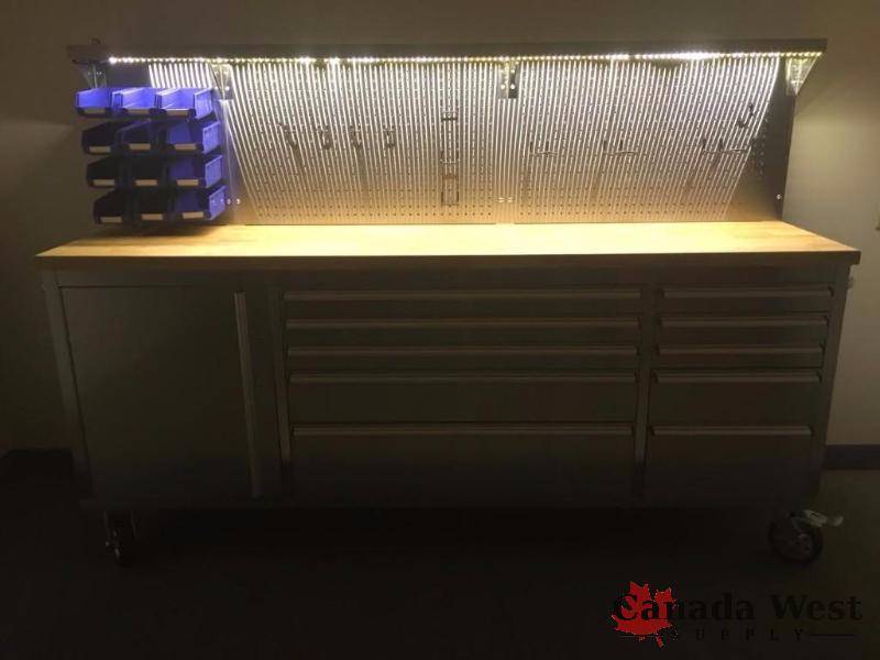 lot 67 image: NEW STAINLESS 84 INCH TOOL BENCH LED SKU#8411SLED