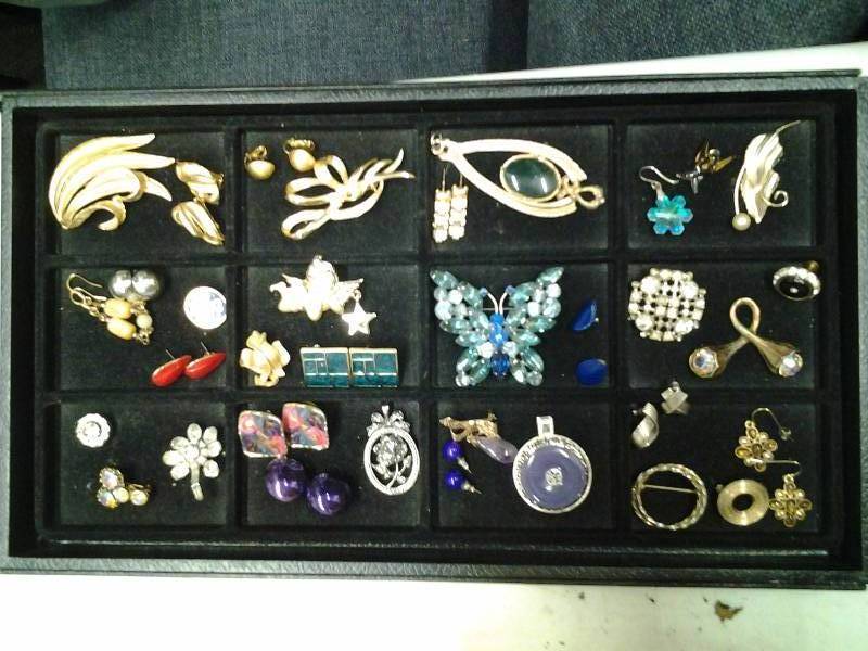 lot 1 image: Lot Of Jewelry-Brooches, Earrings, Charms, Misc