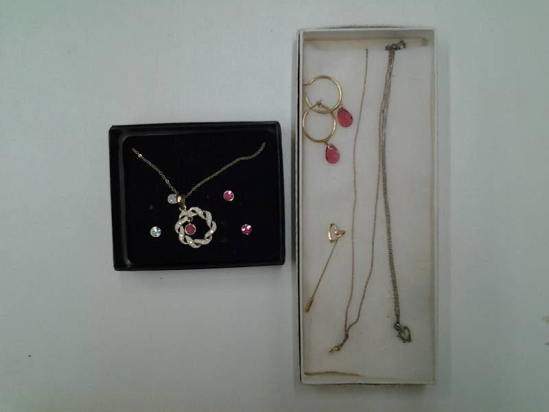 lot 3 image: Lot Of Jewelry With Stones 1-Necklace, Pierced Earrings
