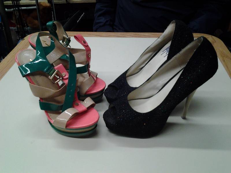 lot 41 image: 2-Pair High Heels Sizes-7 12 Multi Color, Size 9 Black