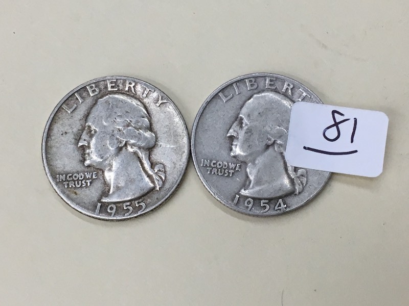 (1) 1954-D & (1) 1955 Washington Qu...