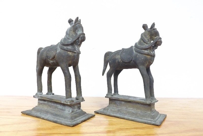 2 Antique Bronze Horse Sculpture Bookends