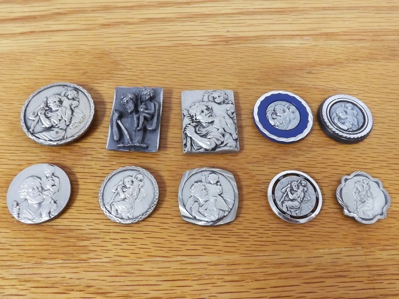 10 New Catholic St. Christopher Magnet Medals, Made in France