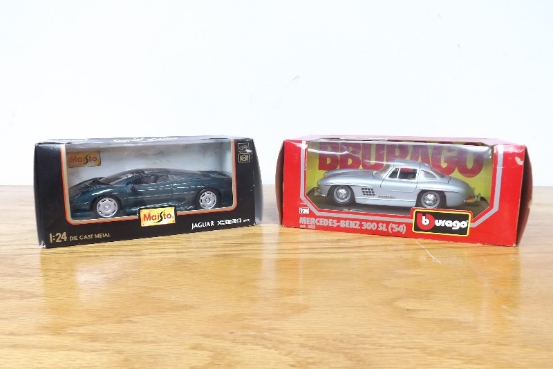 2 Mint in Box BuragoMaisto 124 Scale Jaguar and Mercedes Benz