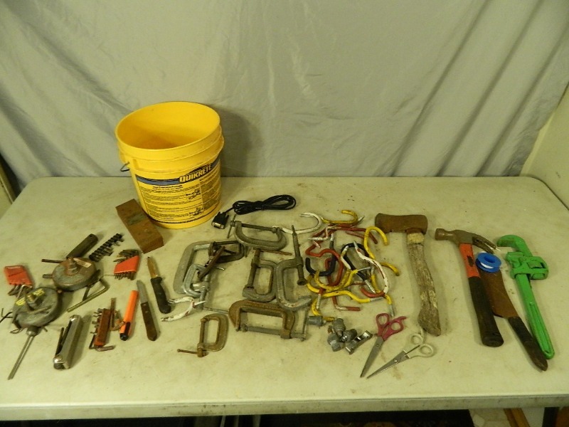lot 108 image: C-Clamps, Hooks, Tools, Etc
