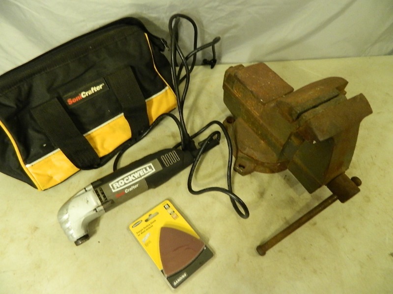 lot 157 image: Bench Vise and Rockwell Sonicrafter