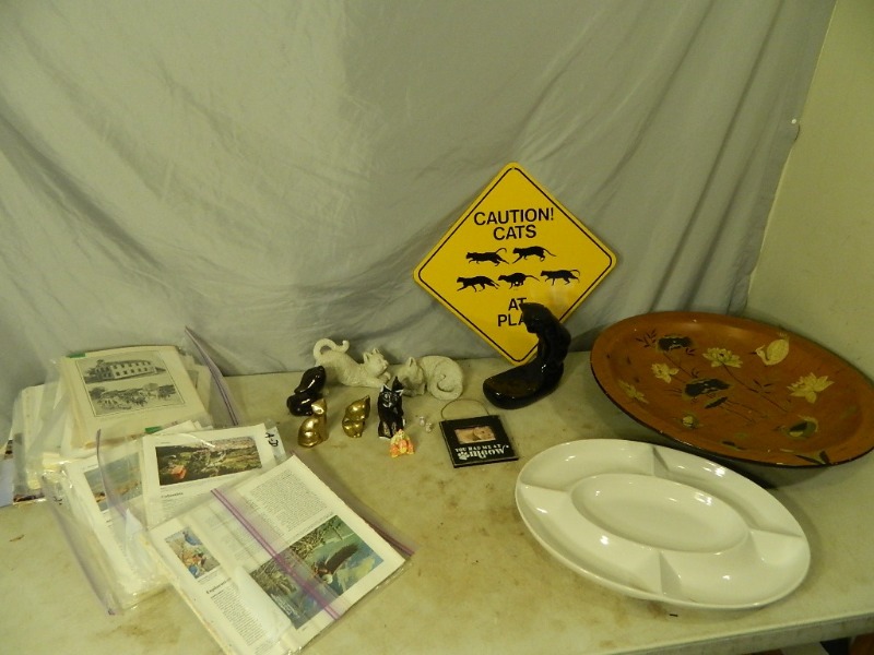 lot 229 image: Cat Collectibles, Large Cool Bowl, and More