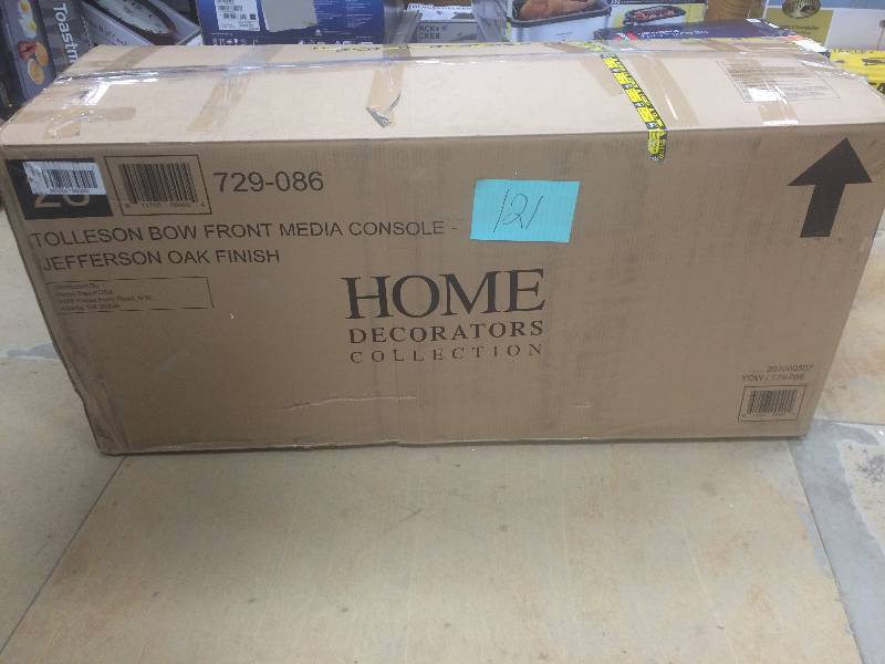 Home Decorators Tolleson 48 in. Media Console Infrared Bow Front Electric Fireplace in Oak Never used