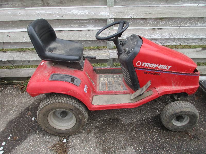 lot 46 image: troy built 16 hydro lawn mower - no deck - cranks over doesnt start