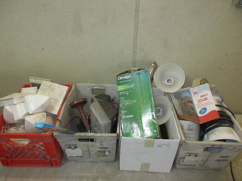 lot 126 image: white deck ends - lighting fixtures - pool filter pump - 4 boxes