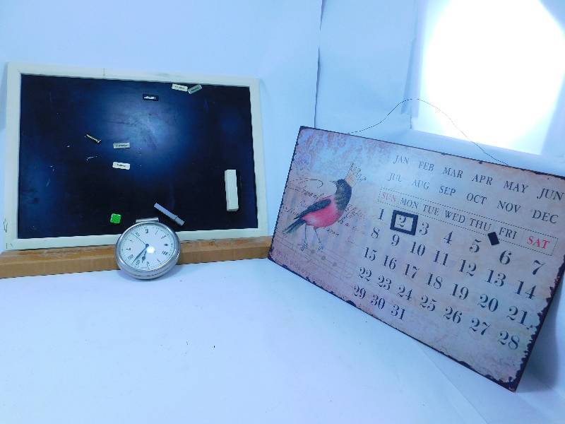 lot 39 image: Magnetic Chalkboard, Clock, and Calendar - Pottery Barn
