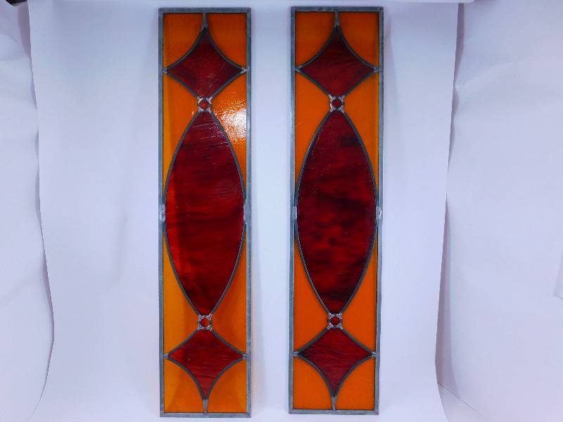 lot 62 image: Lot of 2 Vintage Stained Glass Windows