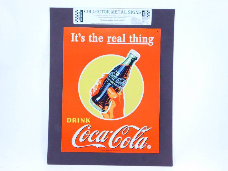 lot 65 image: Lithographed Steel Metal Coca-Cola Signage