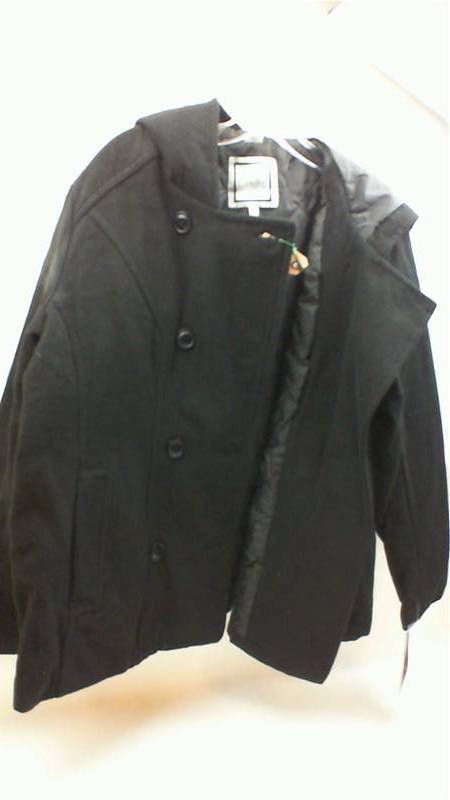 lot 58 image: Excelled Womens Black XL 100% polyester pea coat with built in lining NEW WITH TAGS