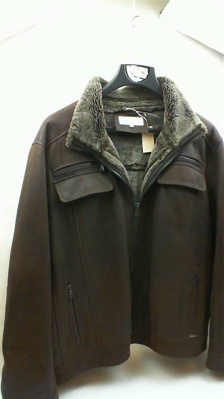 lot 64 image: Calvin Klein Brown Faux Mock Leather 100% Polyester Brown XXL Coat