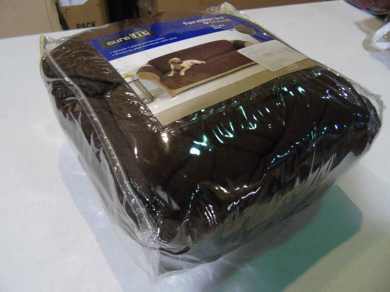lot 27 image: Sure Fit Microfiber Nonskid Pet Sofa Cover - Chocolate Color