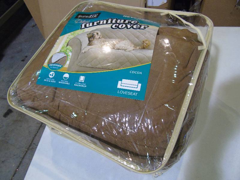 lot 43 image: Sure Fit Soft SuedeSherpa Pet Loveseat Cover - Cocoa Color