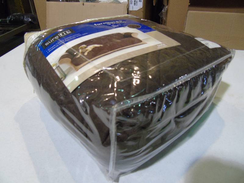 lot 71 image: Sure Fit Microfiber Nonskid Pet Sofa Cover - Chocolate Color