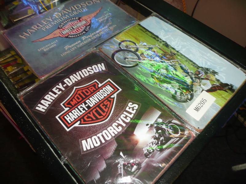 lot 33 image: 3 New In Wrappers Metal Signs - Motorcycle Related - See Pictures