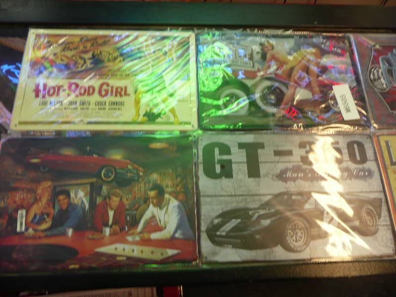 lot 35 image: 6 New Metal Signs - Hot Rod Related - See Pictures