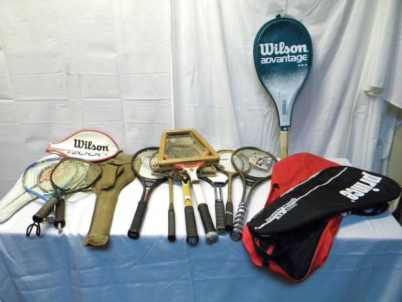Vintage Lot of Tennis Rackets and Bags