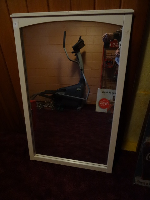 Wood wall mount mirror. 27 x 43
