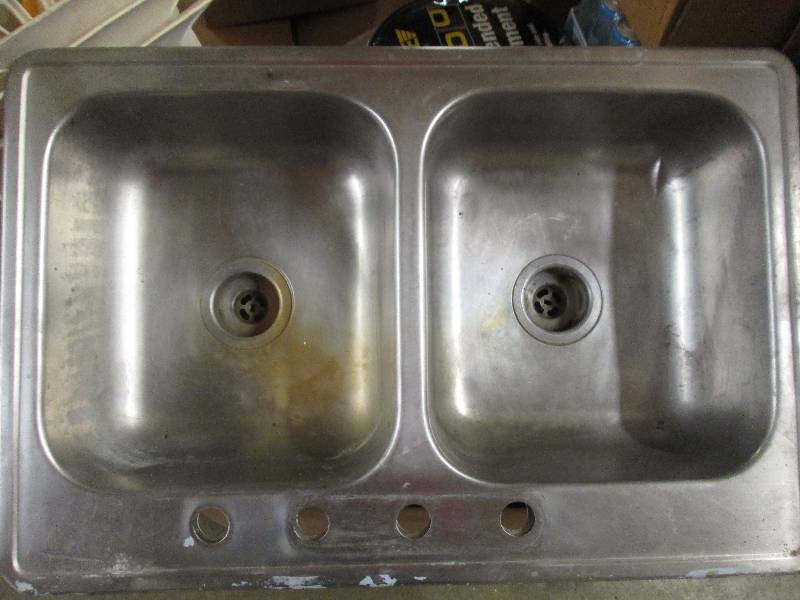 double stainless steel sink used ...