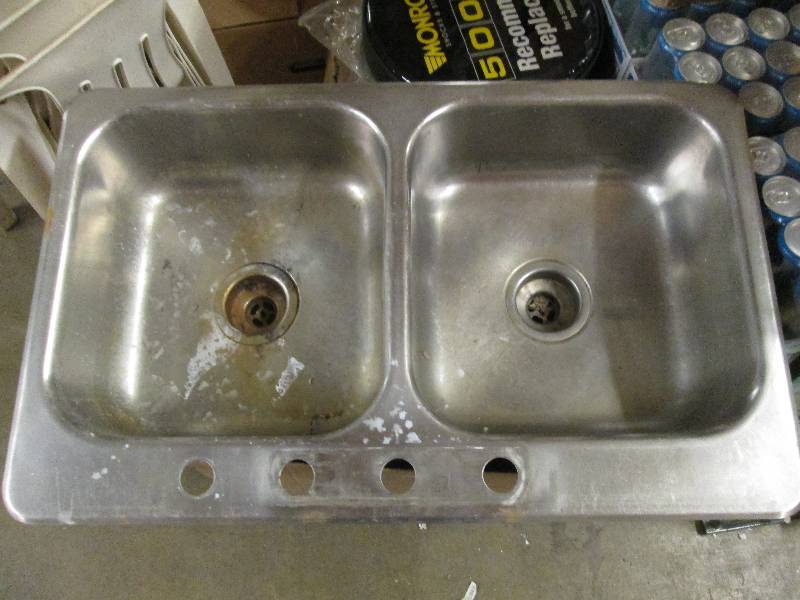 Double Stainless Steel Sink Used Flooring Overstock