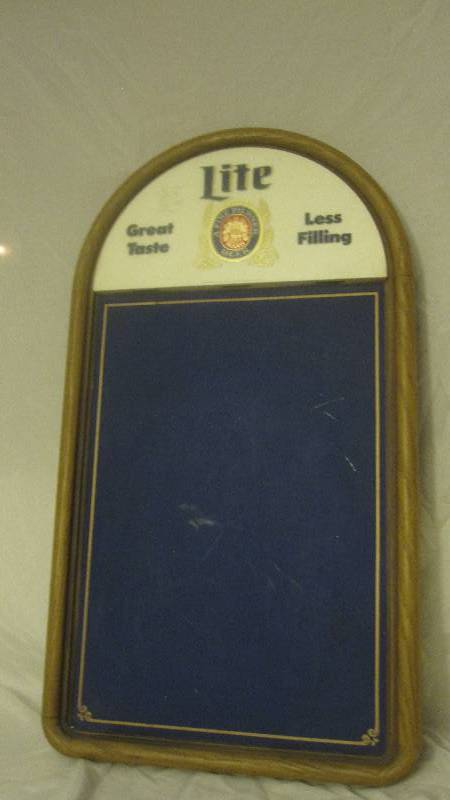 lot 3 image: Vintage Miller Lite Chalkboard Advertising Sign