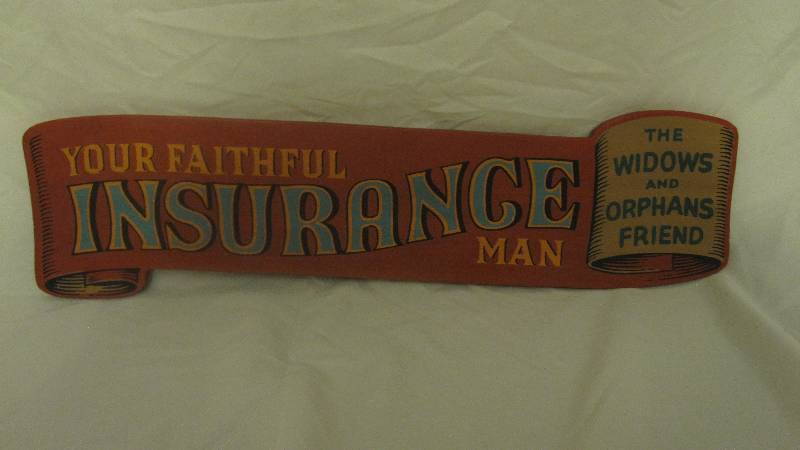 lot 14 image: Vintage wood Insurance sign