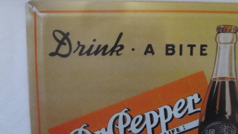 lot 77 image: Vintage style Dr Pepper tin advertising sign