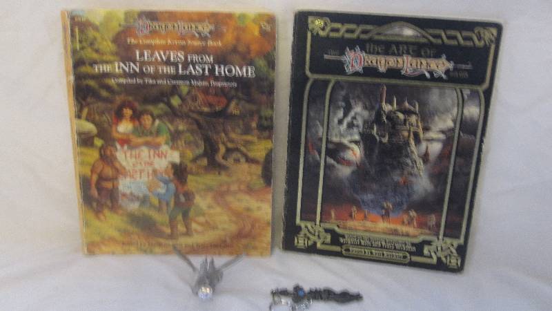 lot 96 image: 2 Vintage Dragon Lance fantasy games books and pewter figures