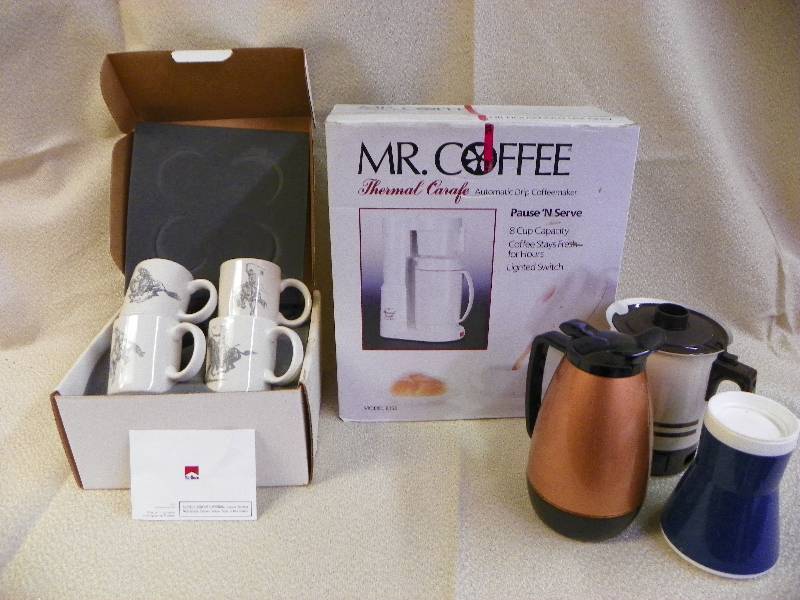 Coffee pots and cups