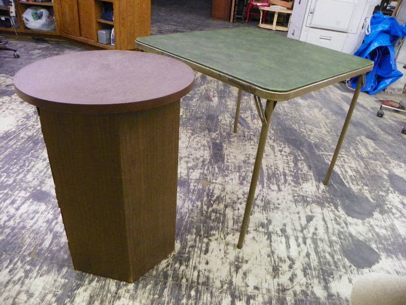 Card Table and cardboard podium