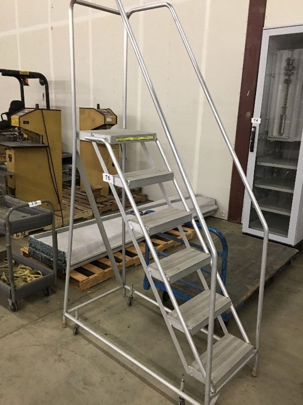Metal warehouse safety ladder