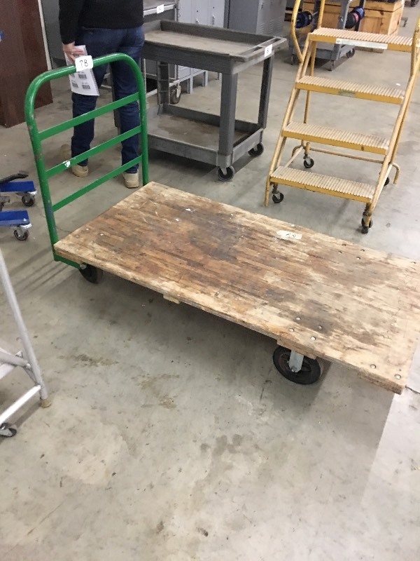 Flat wooden warehouse cart