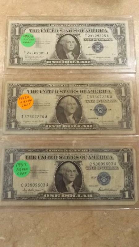 1957, 1957-A, 1957-B $1 Silver Certificates