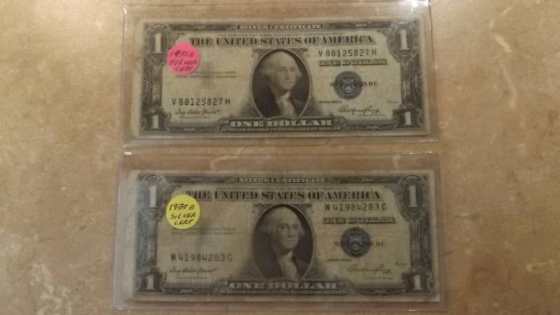 (2) 1935-E $1 Silver Certificates