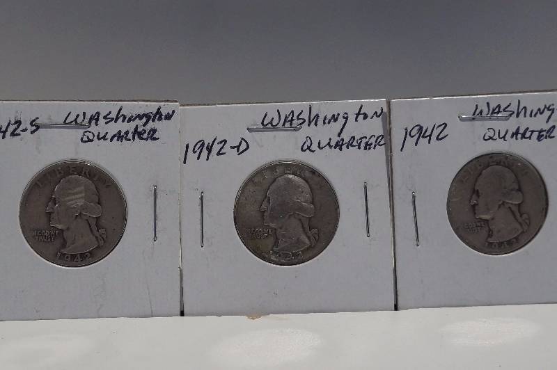 1942, 1942-D, 1942-S Washington Quarters