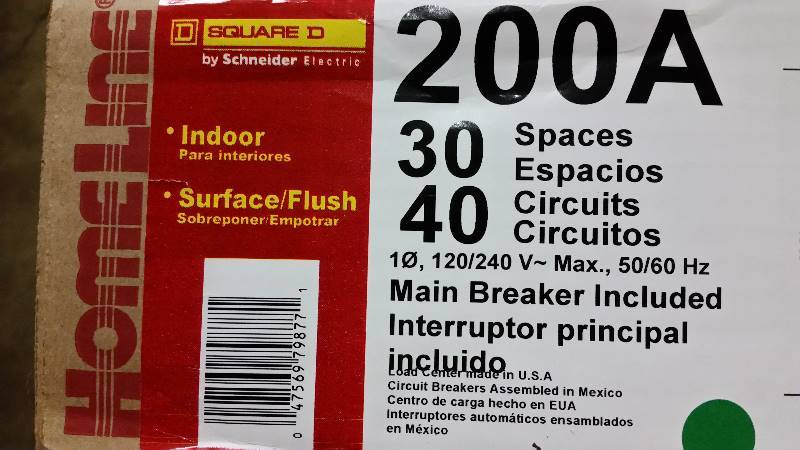 lot 10 image: 200 Amp Square D Circut Breaker Load Center
