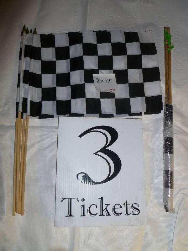 lot 172 image: Ckeckered Flags & Ticket Signs