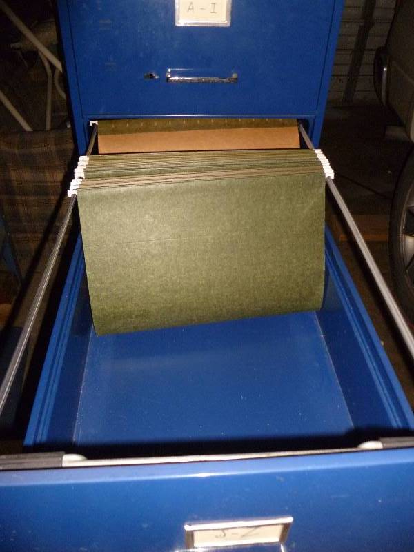 lot 117 image: Blue Legal Size Filing Cabinet